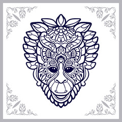 Monkey head mandala arts isolated on white background