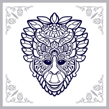 recommend clip art: Monkey head mandala arts isolated on white background