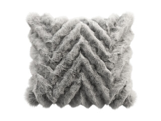 Fototapeta na wymiar Gray fluffy square eco fur accent pillow. 3d render
