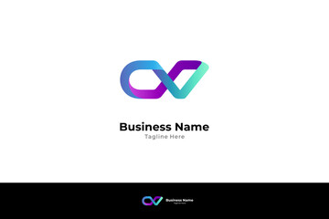 CX logo, letters C and X with abstract design concept in colorful gradation