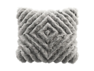 Gray fluffy square eco fur accent pillow. 3d render