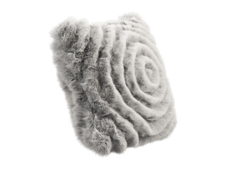 Gray fluffy square eco fur accent pillow. 3d render