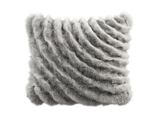 Gray fluffy square eco fur accent pillow. 3d render