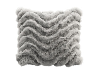 Gray fluffy square eco fur accent pillow. 3d render