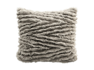 Beige fluffy square eco fur accent pillow. 3d render