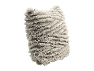 Beige fluffy square eco fur accent pillow. 3d render