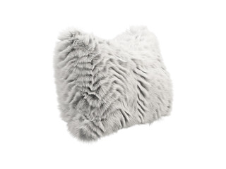 White fluffy rectangular eco fur accent pillow. 3d render