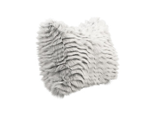 White fluffy rectangular eco fur accent pillow. 3d render