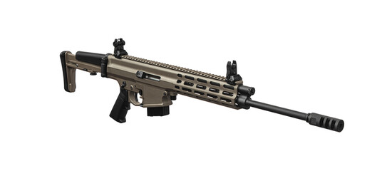 Modern automatic rifle isolated on white. Weapons for police, special forces and the army....