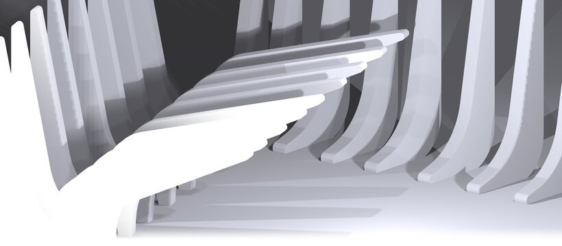 Abstract 3D rendering, futuristic building concept, can also be like machine parts, with a gray color combination, very suitable for design backgrounds.