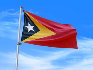 East Timor flag waving in the wind