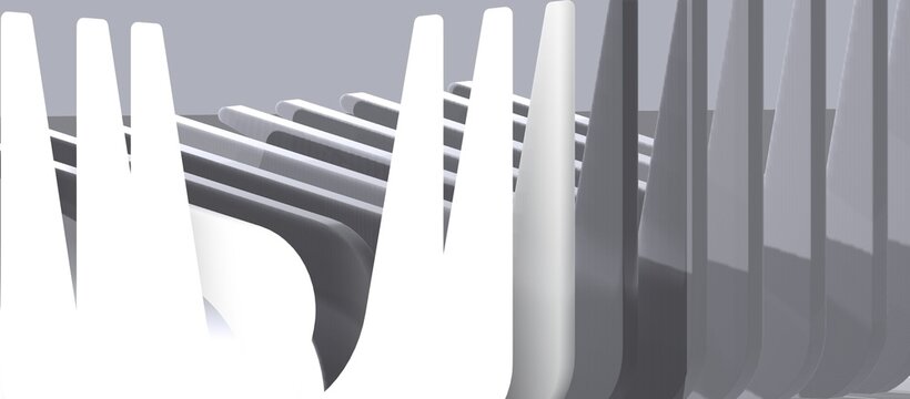 Abstract 3D rendering, futuristic building concept, can also be like machine parts, with a gray color combination, very suitable for design backgrounds.