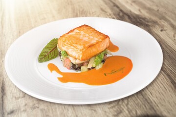 Tasty fish fillet, food concept