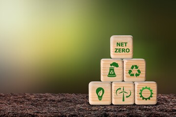 Net Zero and Carbon Neutral Concepts Emissions Goals Weather neutral long-term strategy.