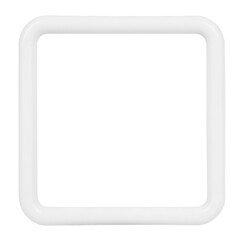 White plastic square frame for picture blank isolated on white background. Trendy bright color frames concepts