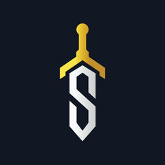 Letter S with Sword Logo design