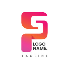 Letter P with letter S logo for company association networking collaboration. Abstract business logo