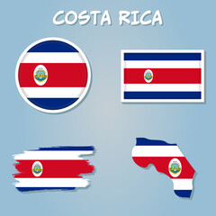 Naklejka premium Vector map of Costa Rica with regions, coat of arms and location on world map.