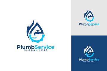 plumbing service logo design vector template