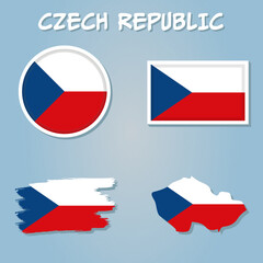 Shape map and flag of Czech Republic country.