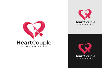 online dating logo concept, heart design vector template