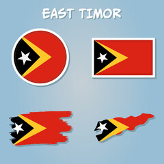 East Timor vector set, detailed country shape, flags and icons.