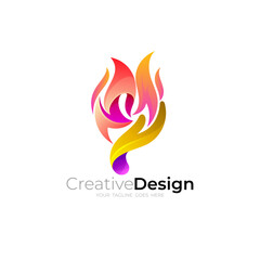 Hand and fire design combination, hand care icons