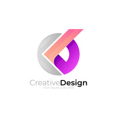 Abstract letter K logo with circle design colorful, modern icon