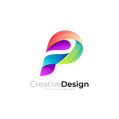P logo template, letter P logo with colorful design
