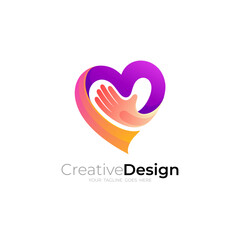 Heart care logo design vector, social icon and community logos