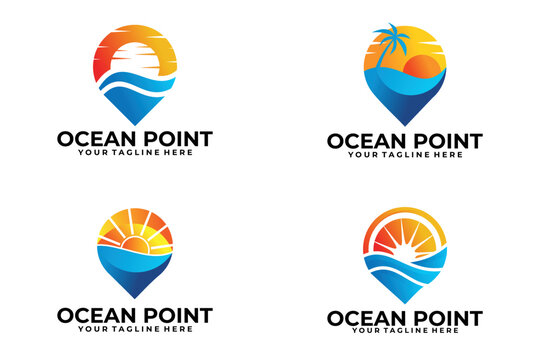set of ocean point logo vector design template
