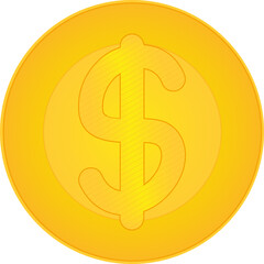 Gold coin. Vector illustration (front).