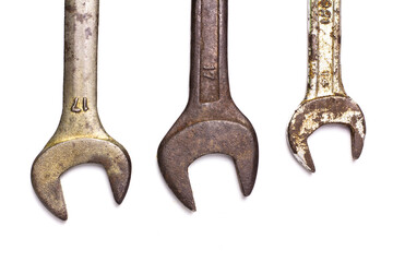 Old tools isolated on white background