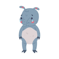Cute Grey Tapir Animal with Proboscis Standing and Crying Vector Illustration