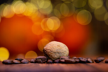 Roasted coffee beans with walnut flavor 
