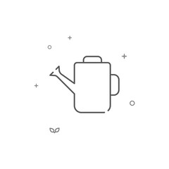 Garden watering can simple vector line icon. Symbol, pictogram, sign isolated on white background. Editable stroke. Adjust line weight.