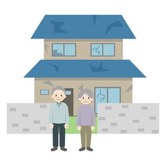 ボロくなった家　高齢男女