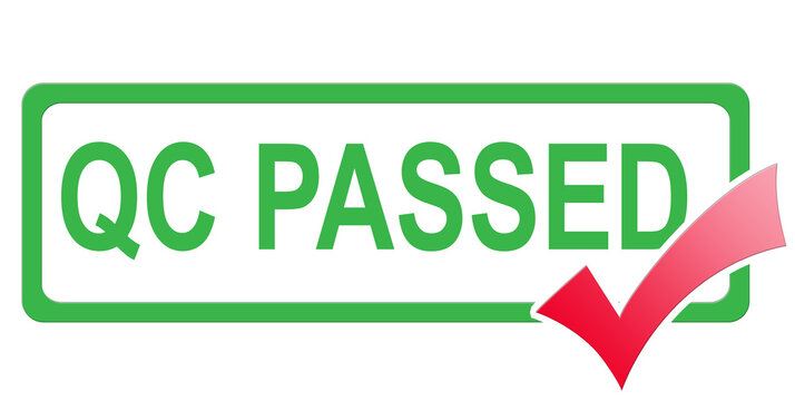 Quality control passed with red check mark isolated