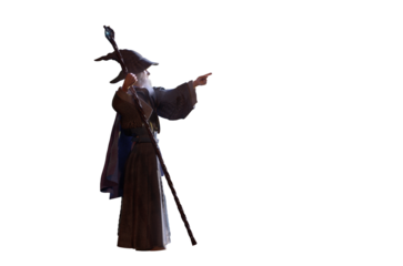 Merlin Wizard figure halloween background render 3d on transparent background