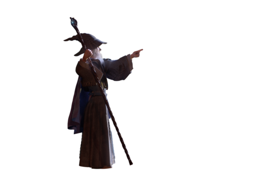 Merlin Wizard  figure  halloween background render 3d on transparent background