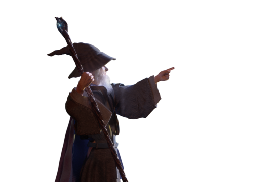 Merlin Wizard  figure  halloween background render 3d on transparent background
