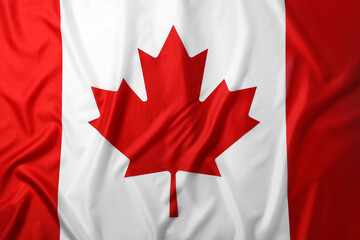 Flag of Canada as background, top view