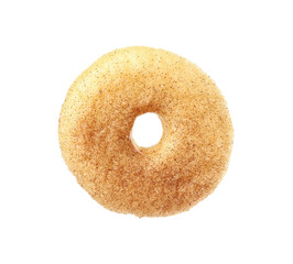 Sweet tasty glazed donut with cinnamon powder isolated on white