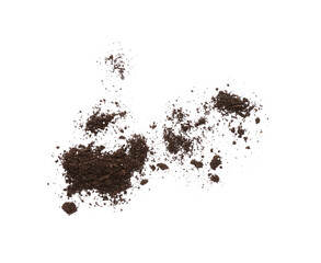 Pile of soil on white background, top view. Fertile ground