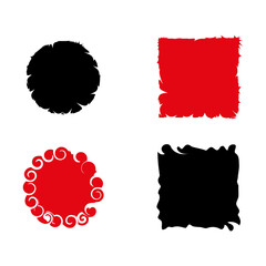 Red black brush shapes. Abstract grunge texture. Vector illustration. Stock image.