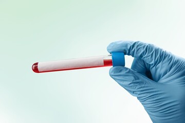 Medical check up test tube with biological sample in hand