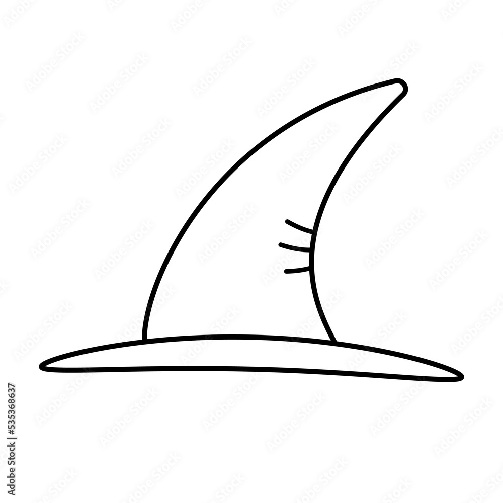 Poster Vector flat outline witch hat isolated on white background