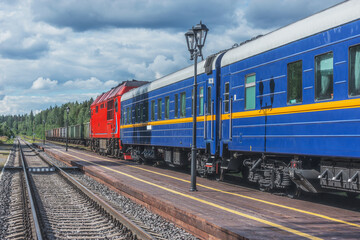 Passenger train arrives to the platform.