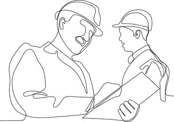 construction manager and engineer working on building site. Vector illustration