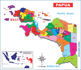 vector Map of Papua Indonesia with two provinces: West Papua and Papua
